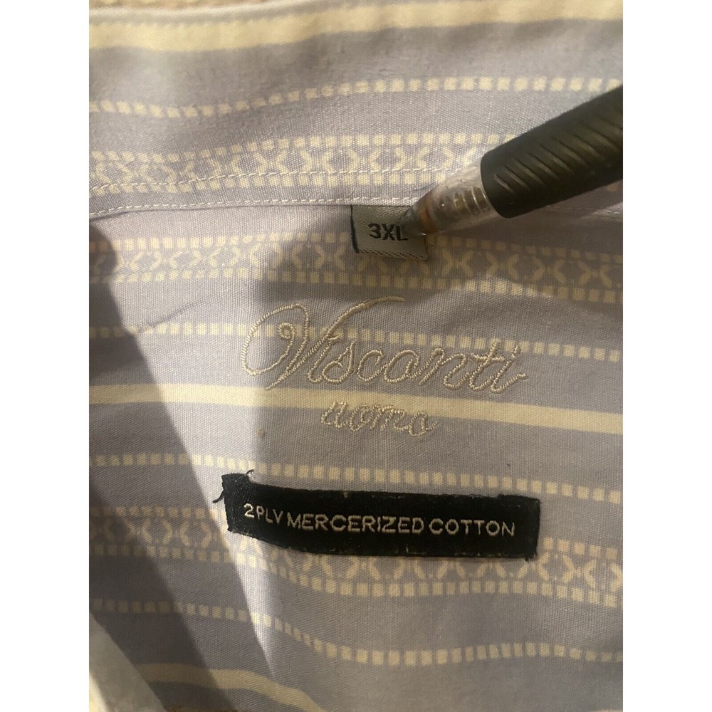 Luciano Visconti Uomo Mens Shirt Multi‎ Stripe Print Contrast Flip Cuff 3XL  EUC - Picture 5 of 5
